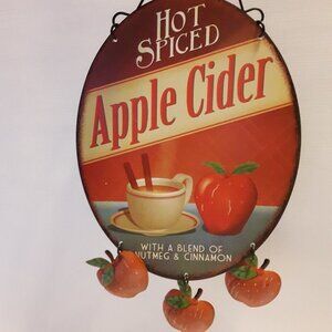 CUTE Hot Spiced Apple Cider Sign Metal Apple